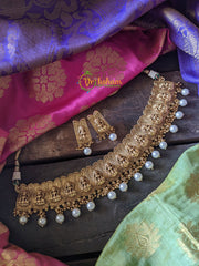Gold look alike Lakshmi Choker with Pearl-G495