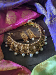 Gold look alike Lakshmi Choker with Pearl-G495