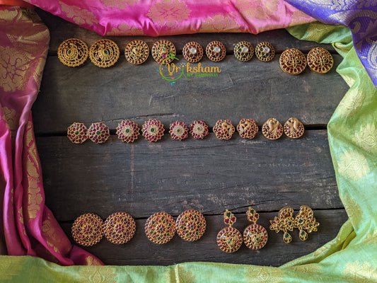 Kundan, AD Stone and Kemp Ear Studs and Hangings -G1277