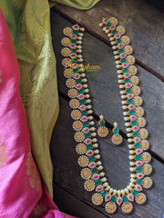 Emerald Ram parivar AD stone Coin Long Neckpiece-G303