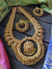 Gold Look Alike Premium Quality Lakshmi Haaram with Chandbali Earrings-G373