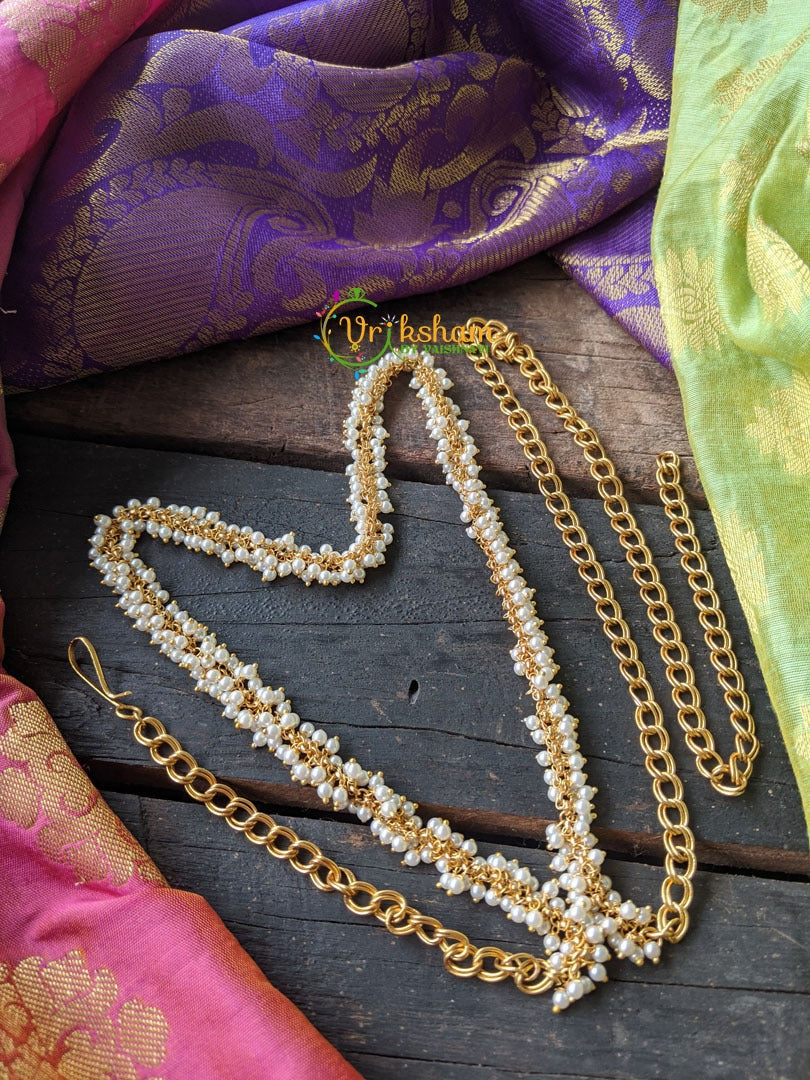 Simple cluster pearl hip belt -Gold look alike -G853