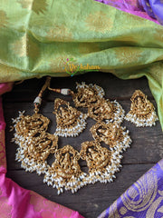 Rice Pearl Temple Guttapusalu Short Neckpiece -Lakshmi -G125