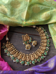 Premium Lakshmi Temple Neckpiece -Green -G833