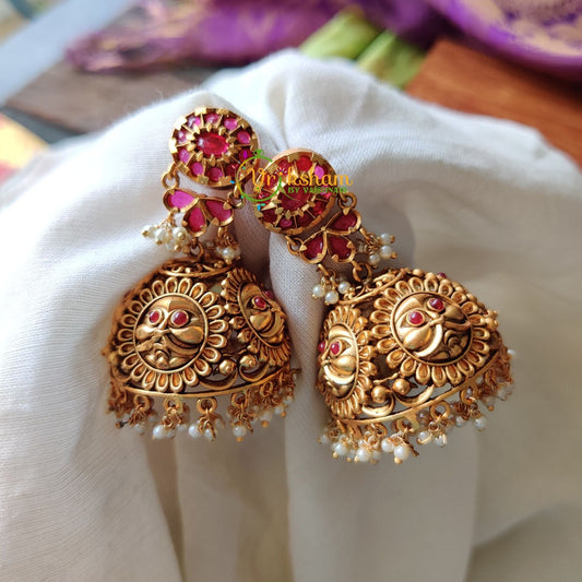 Kemp Surya Jhumkas -Red -G995