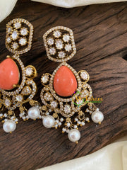 Orange Victorian Diamond Danglers -VV895