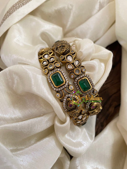 Green Victorian Diamond Bridal Bangles-VV903