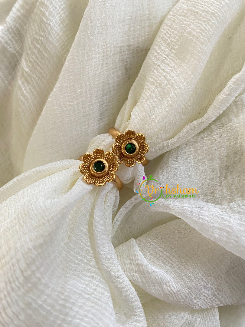 Premium AD Stone Toe Rings -Green-G10097