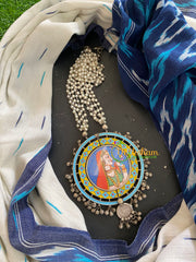 Afghani Silver Neckpiece with Meenakari Pendant-S405