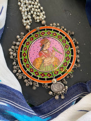 Afghani Silver Neckpiece with Meenakari Pendant-S408