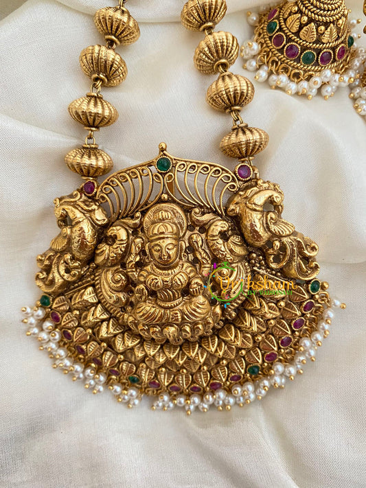 Gold Look Alike Lakshmi Pendant Malai Neckpiece-G4004
