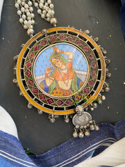 Afghani Silver Neckpiece with Meenakari Pendant-S412