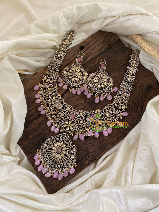 Light Pink Victorian Diamond Long Neckpiece -VV885