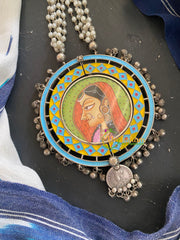 Afghani Silver Neckpiece with Meenakari Pendant-S414