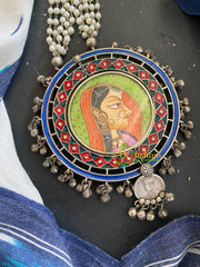Afghani Silver Neckpiece with Meenakari Pendant-S415