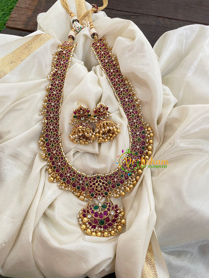 Exquisite Precious AD Stone Haram-Gold and Pearl -G3987