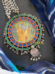 Afghani Silver Neckpiece with Meenakari Pendant-S422