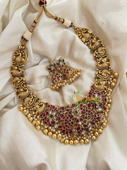 Precious AD Stone Bridal Short Neckpiece-Gold and Pearl -G3994