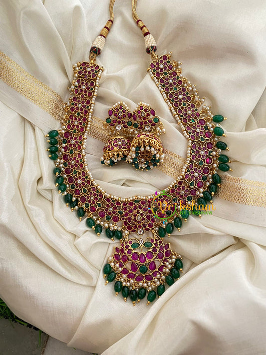 Exquisite Precious AD Stone Short Neckpiece-Green Bead-G3986