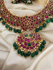 Exquisite Precious AD Stone Short Neckpiece-Green Bead-G3986