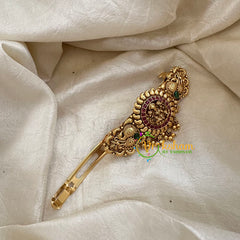 Lakshmi Antique Gold Look Alike Hair clip-AD Stone Hair Clip -G10602