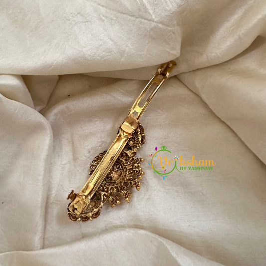 Lakshmi Antique Gold Look Alike Hair clip-AD Stone Hair Clip -G10602