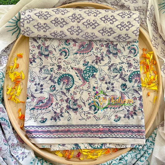 Printed Jaipur Cotton Suit Material Set-VS1027