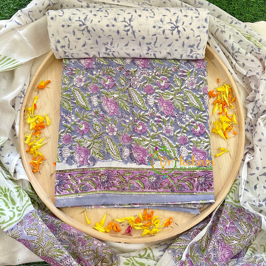Floral Print Jaipur Cotton Suit Material Set-VS1029