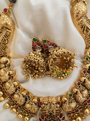 Gold Look Alike Short Neckpiece-Peacock-Gold Bead-G3981
