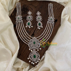 Emerald Green American Diamond Long Neckpiece -G9541