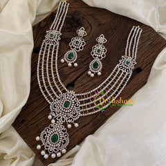 Emerald Green American Diamond Long Neckpiece -G9541