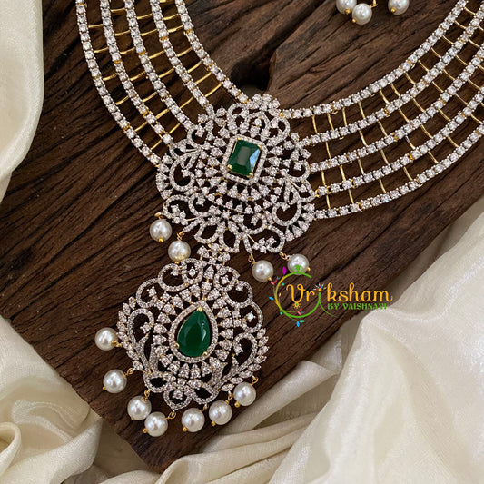 Emerald Green American Diamond Long Neckpiece -G9541