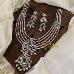 Emerald Green American Diamond Long Neckpiece -G9541