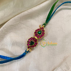 Rakshabandhan Jadau Kundan Rakhi -Dual Paisley-Pink Green-Blue Green-RB090