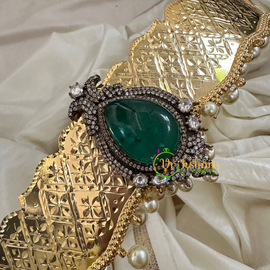 Victorian Diamond Pendant Plain Hipbelt-Emerald Green Tilak -G10727