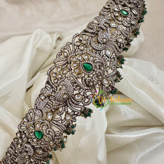 Premium Victorian Diamond Bridal Hipbelt -Green-G10740