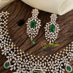 Emerald Green American Diamond Short Neckpiece -G9540