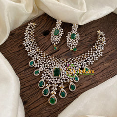 Emerald Green American Diamond Short Neckpiece -G9540