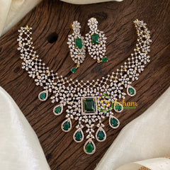 Emerald Green American Diamond Short Neckpiece -G9540