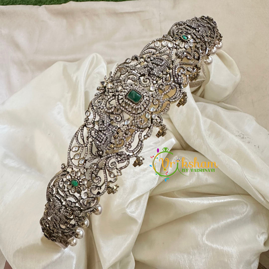 Premium Victorian Diamond Bridal Hipbelt -Green-G10741