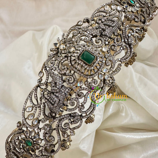 Premium Victorian Diamond Bridal Hipbelt -Green-G10741