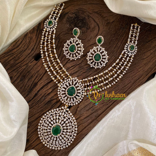 Emerald Green American Diamond Short Neckpiece -G9530