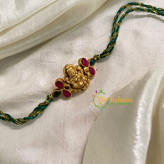 Rakshabandhan Jadau Kundan Rakhi - Lakshmi Tri Petal -Green Gold -RB114