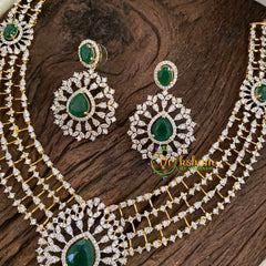 Emerald Green American Diamond Short Neckpiece -G9530