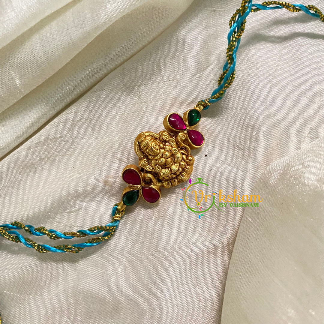 Rakshabandhan Jadau Kundan Rakhi - Lakshmi Tri Petal -Blue Gold-RB117