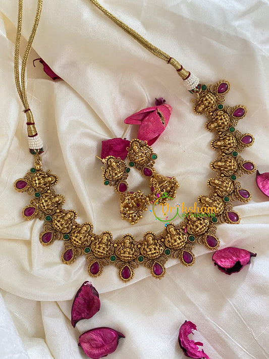 Simple Lakshmi Choker- Red Green-G5367