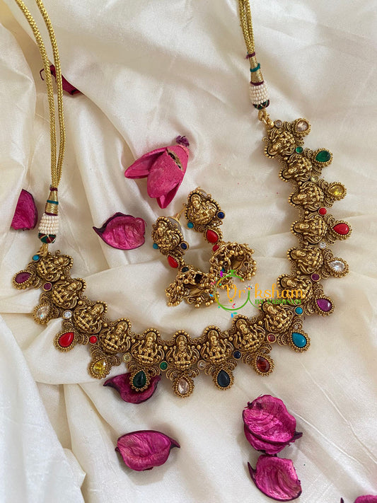 Simple Lakshmi Choker- Navarathna-G5369