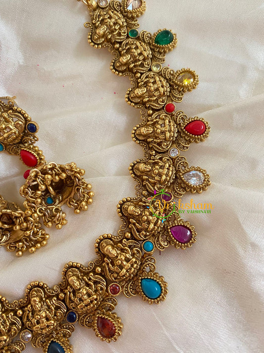 Simple Lakshmi Choker- Navarathna-G5369