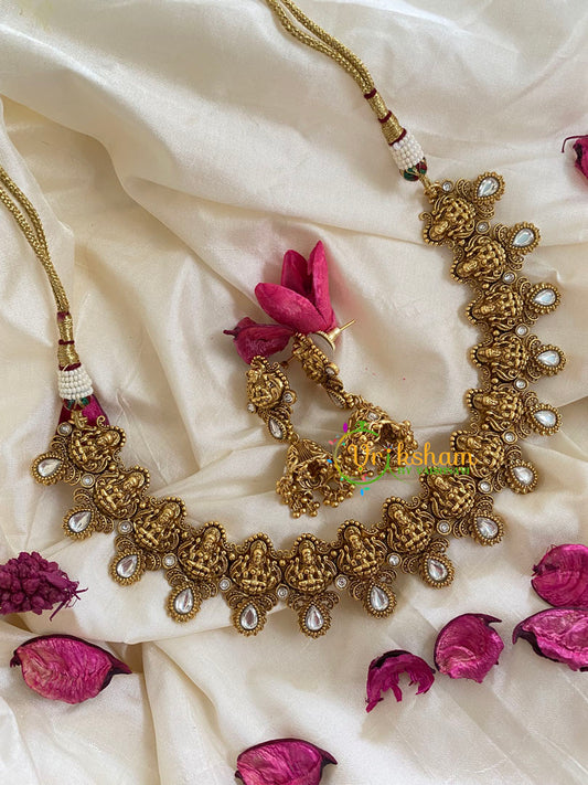 Simple Lakshmi Choker-White-G5370