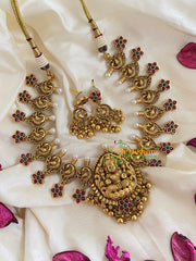 Traditional Lakshmi Pendant Peacock Neckpiece-Gold-G5385
